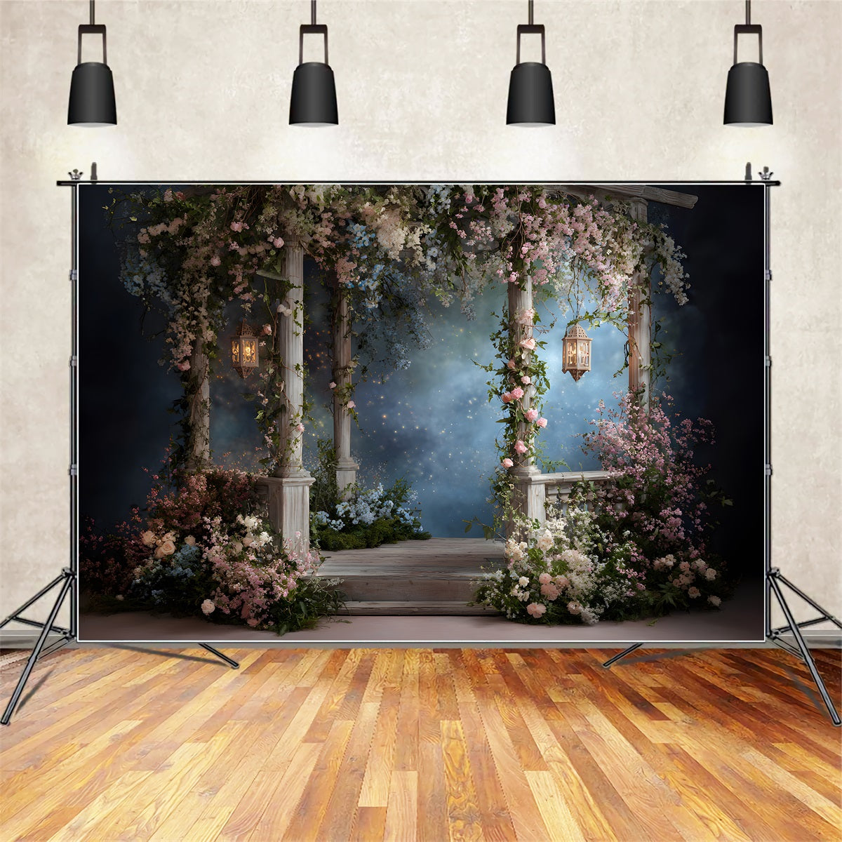 Toile de fond Fête des Mères Arche Florale Lanternes Fantaisie Par Magali