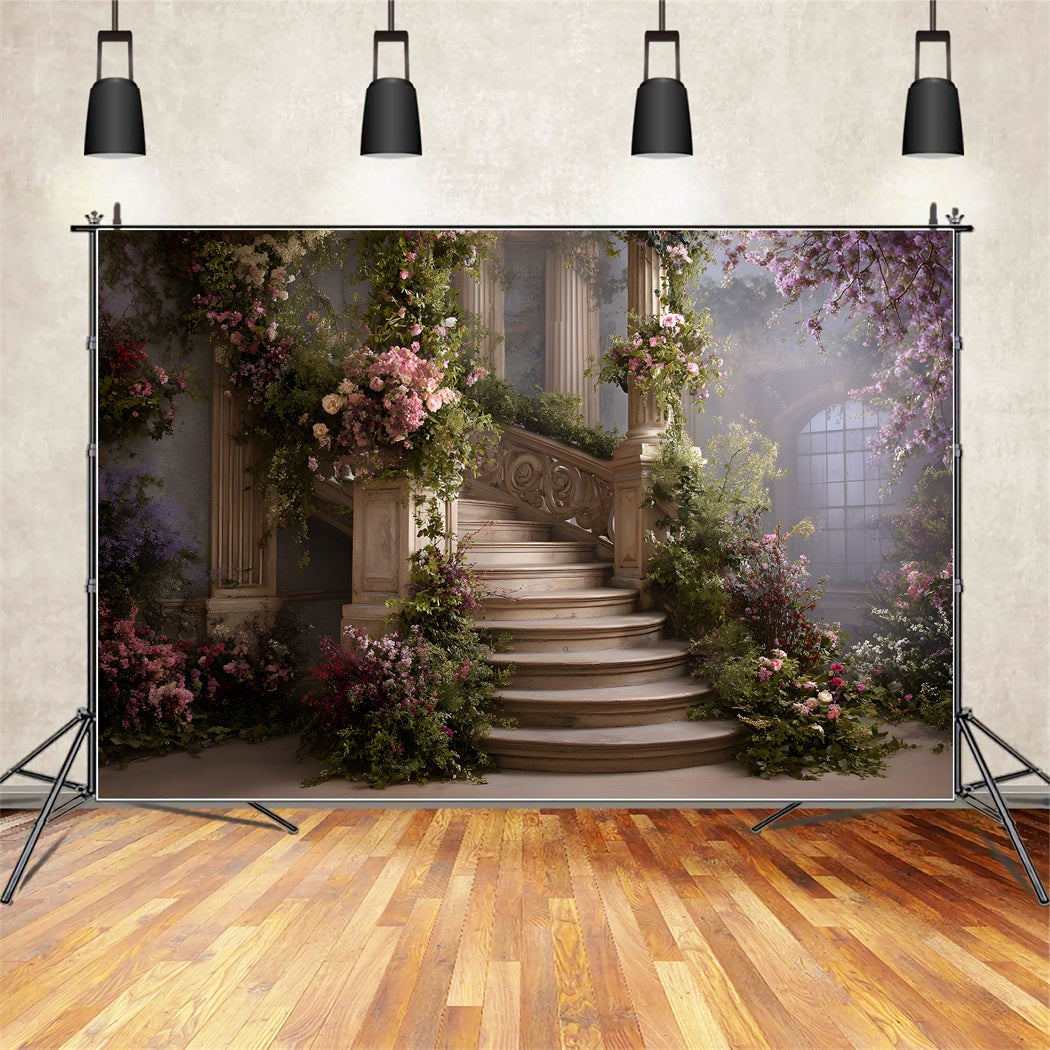 Toile de fond Photo Fête des Mères Escalier Jardin Floral Romantique Par Magali