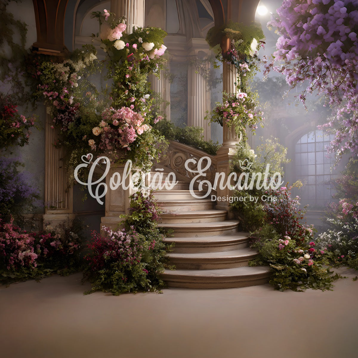 Toile de fond Photo Fête des Mères Escalier Jardin Floral Romantique Par Magali