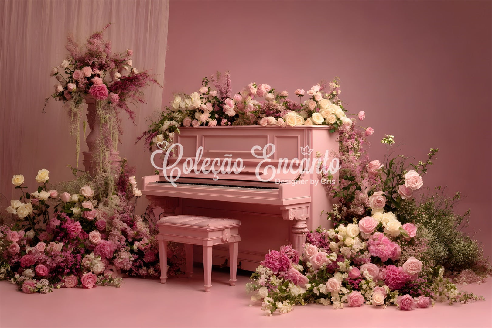 Toile de fond Studio Fête des Mères Piano Roses Florales Roses Par Magali