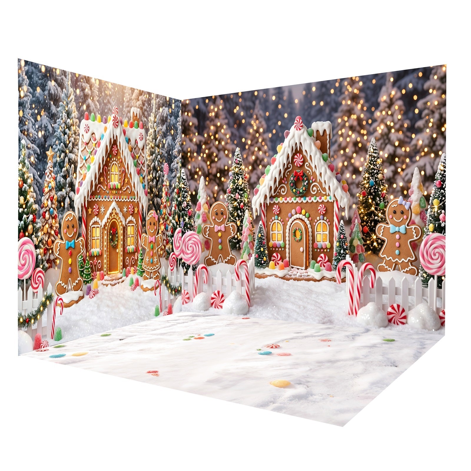 Toile de Fond Maison en Pain d’Épices Forêt de Bonbons Ensemble Décor de Studio CEMRMS65-10
