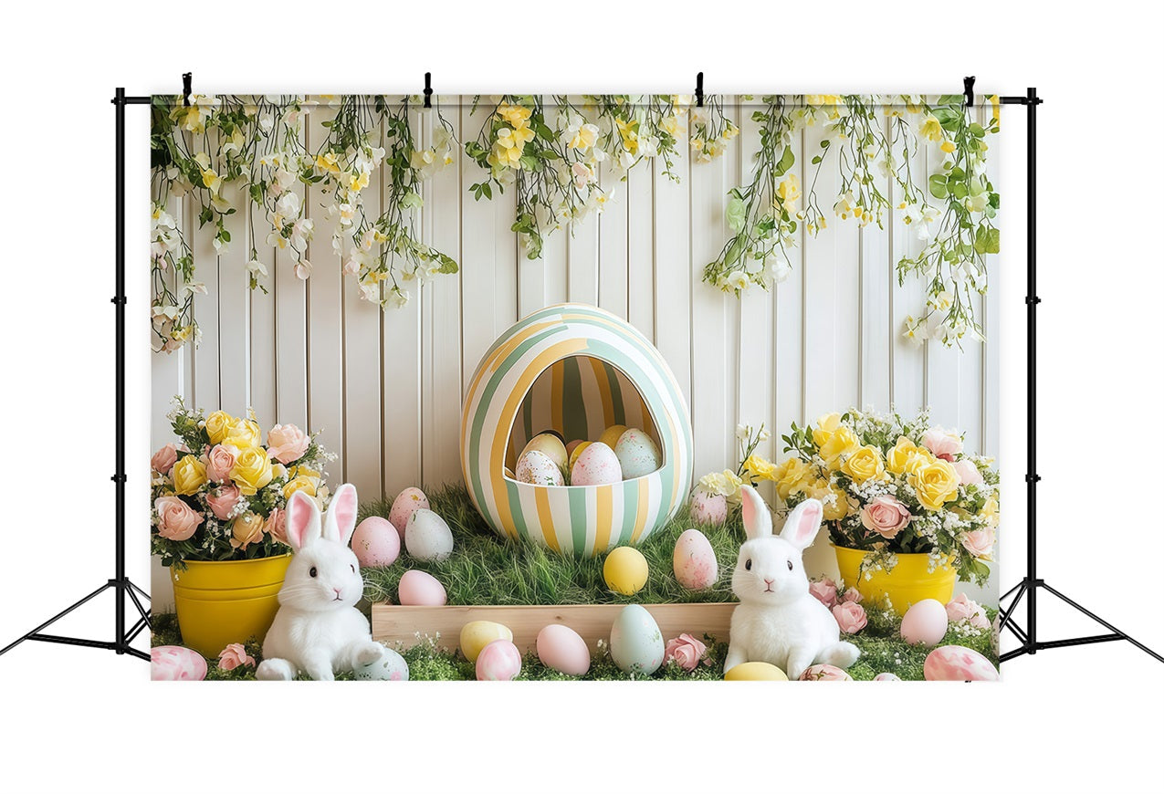 Toile de fond Déco Pâques Lapin Floral Célébration Œuf CJJ-168