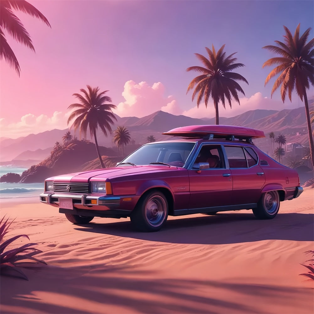 Toile de fond Film Fille Rose Route Côtière Coucher de Soleil CJJ2-105