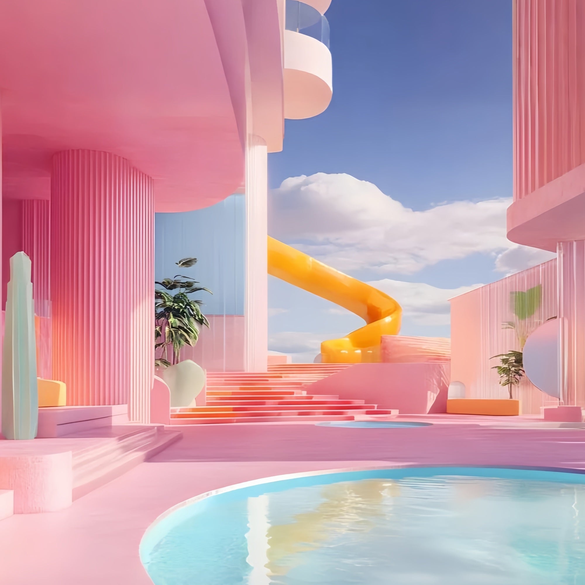 Toile de fond Pays Fille Rose Parc Aquatique Fantaisie Villa CJJ2-112