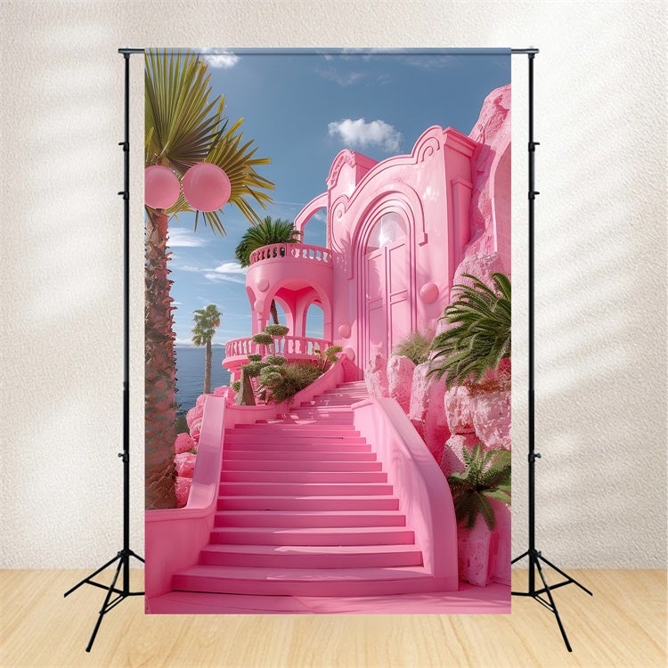 Toile de fond Fille Rose Idées Entrée Château Escalier CJJ2-116