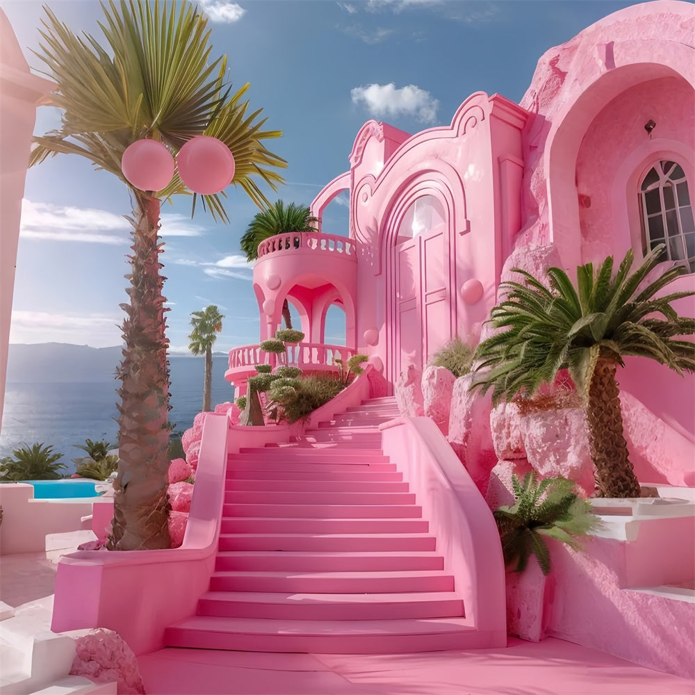 Toile de fond Fille Rose Idées Entrée Château Escalier CJJ2-116