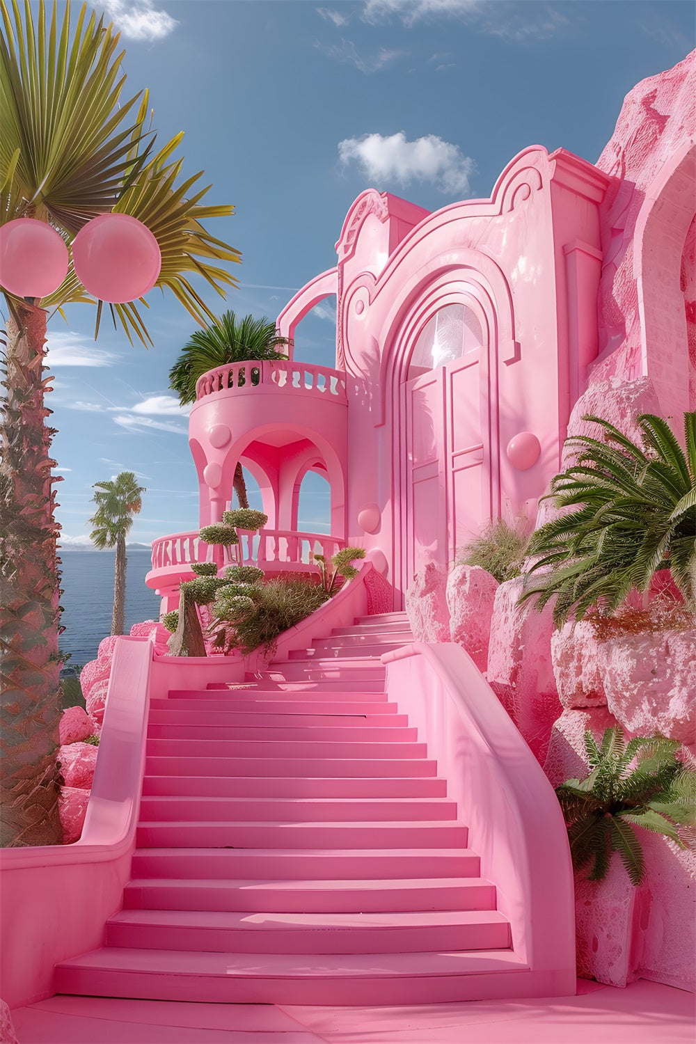 Toile de fond Fille Rose Idées Entrée Château Escalier CJJ2-116