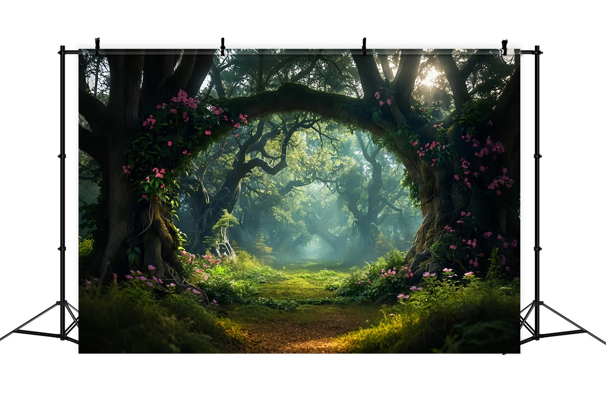 Toile de Fond Bois Entrée Florale Forêt Magique CJJ2-134