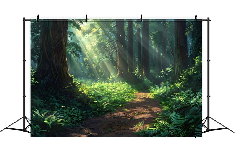 Toile de Fond Forêt Nature Rêveuse Sentier Lumière CJJ2-137
