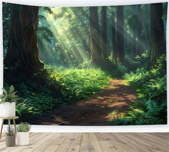 Toile de Fond Forêt Nature Rêveuse Sentier Lumière CJJ2-137