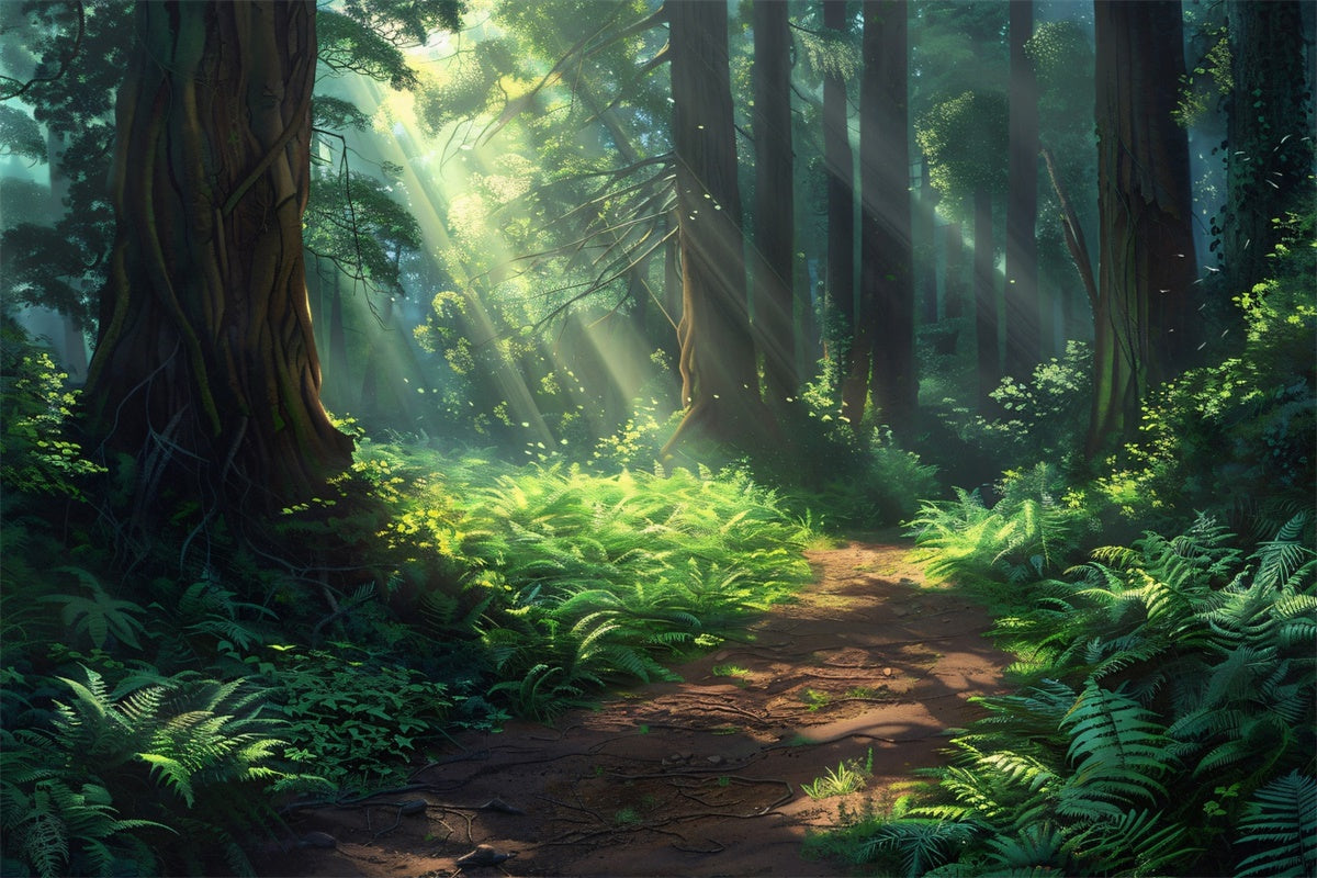 Toile de Fond Forêt Nature Rêveuse Sentier Lumière CJJ2-137