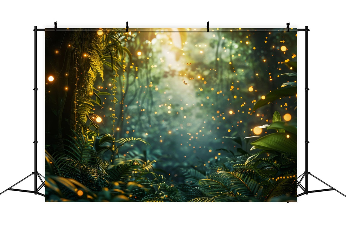 Toile de Fond Photo Forêt Lueur Rêveuse Lucioles CJJ2-25