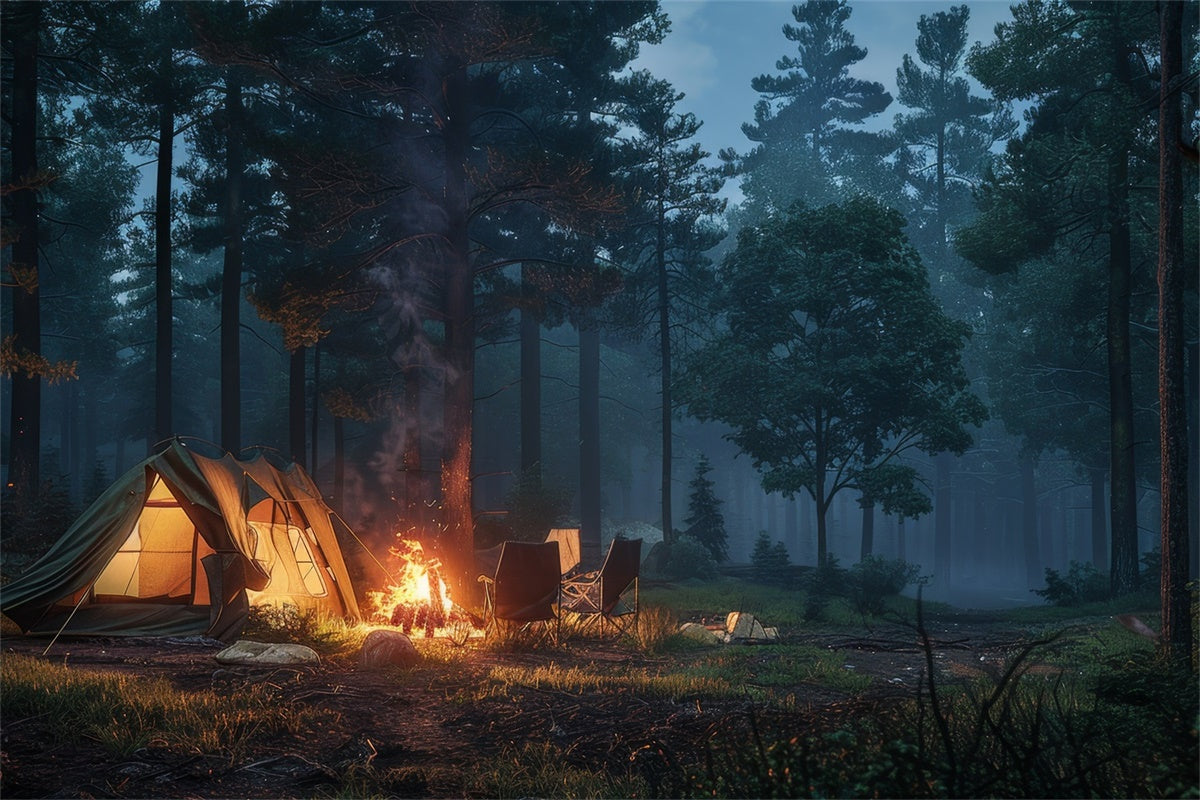 Toile de Fond Forêt Idées Crépuscule Lueur Tente Nature CJJ2-27