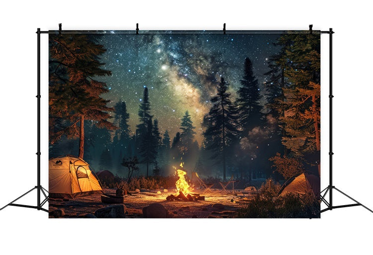 Toile de Fond Forêt Nuit Feu de Camp Étoilé CJJ2-39