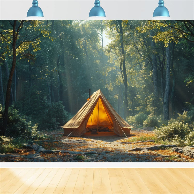 Toile de Fond Nature Sauvage Camping Forêt Profonde Paisible CJJ2-42