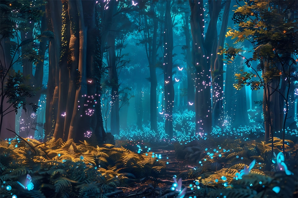 Toile de Fond Forêt Idées Lucioles Rêveuses Clair de Lune CJJ2-43