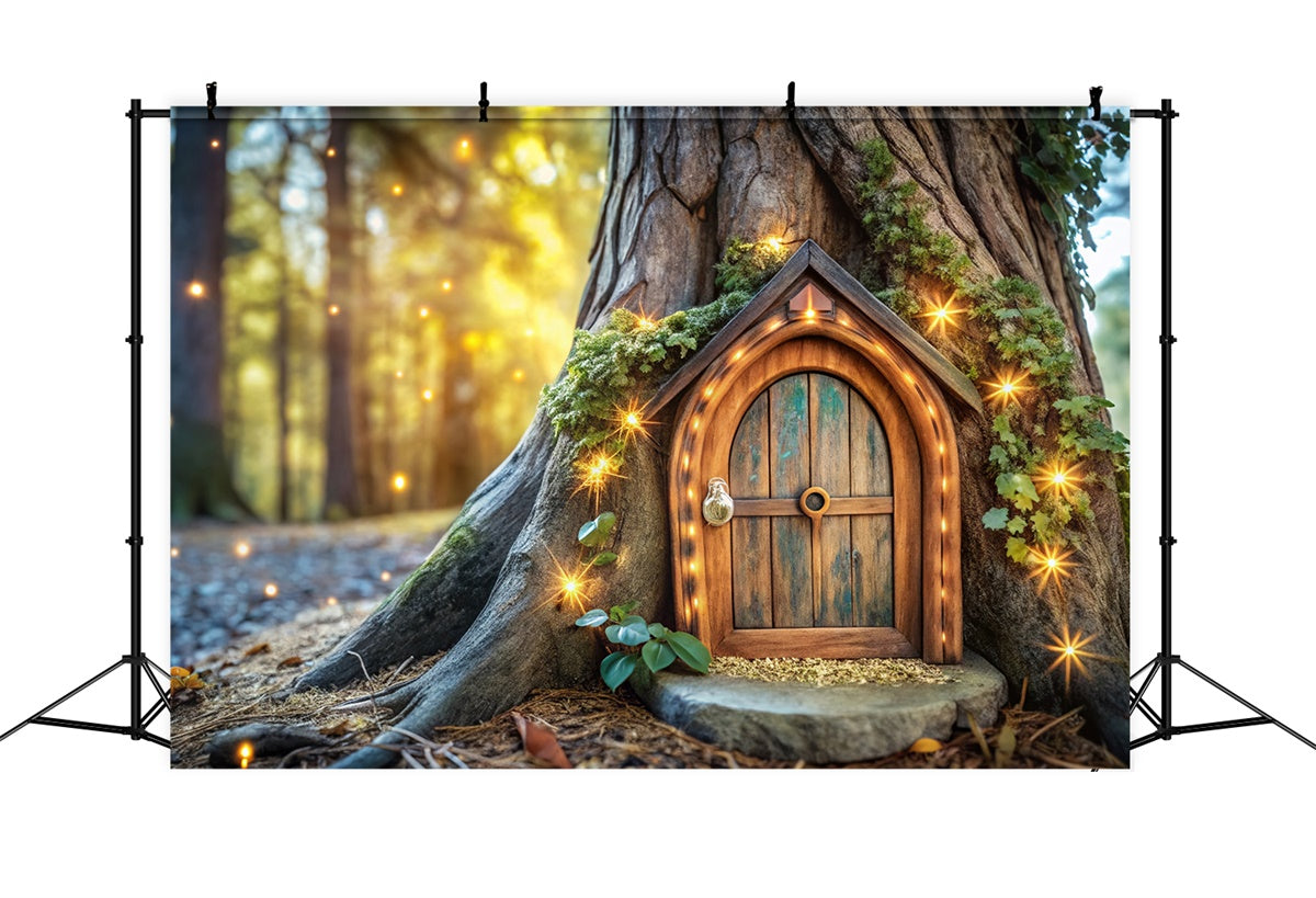 Toile de Fond Conte de Fées Forêt Porte Arbre Mystique CJJ2-55