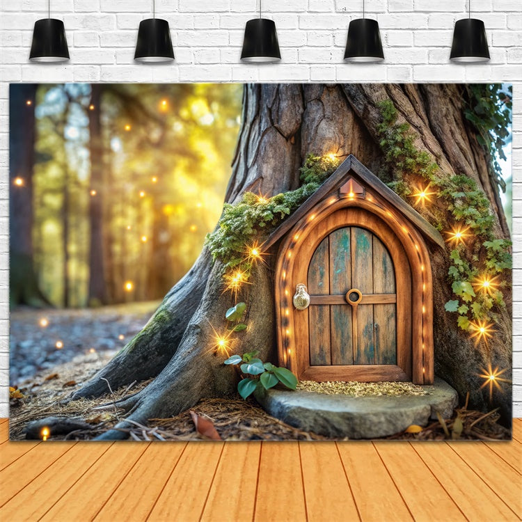 Toile de Fond Conte de Fées Forêt Porte Arbre Mystique CJJ2-55