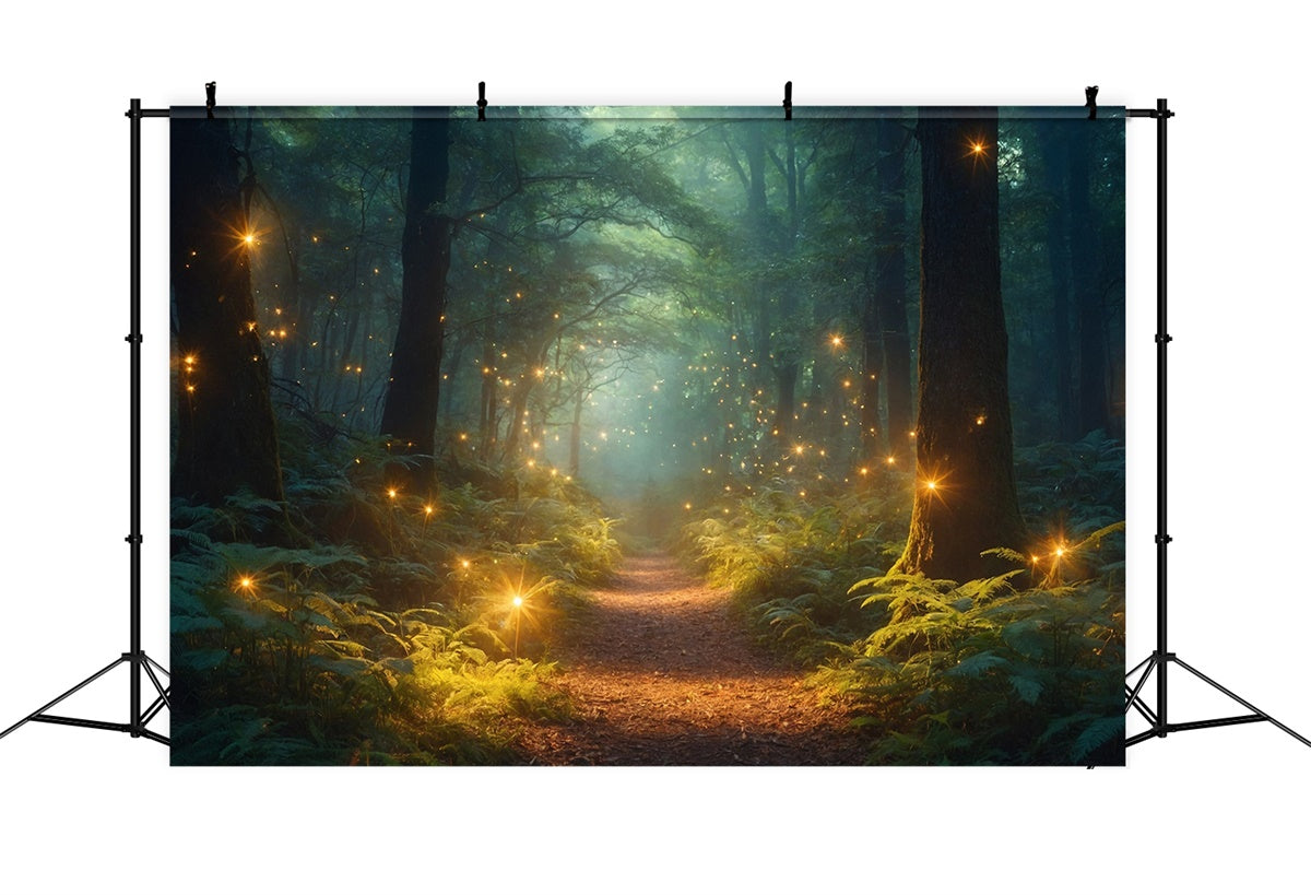 Toile de Fond Photo Forêt Magie Lucioles Rêveuses CJJ2-56