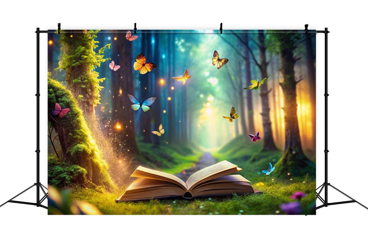Toile de Fond Forêt Livre Papillon Lumineux CJJ2-60