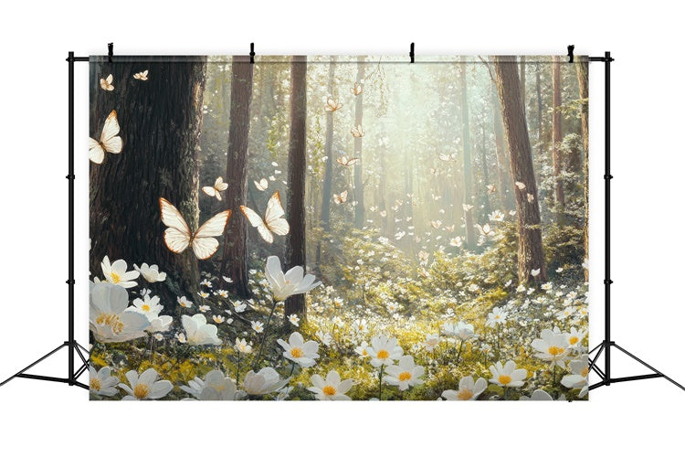 Toile de Fond Forêt Idées Bois Blanc Fleuris Paisible CJJ2-64