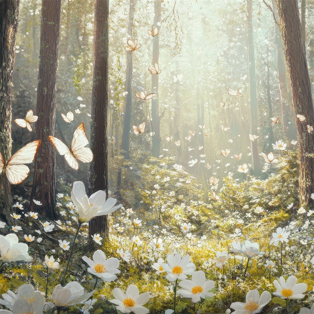 Toile de Fond Forêt Idées Bois Blanc Fleuris Paisible CJJ2-64