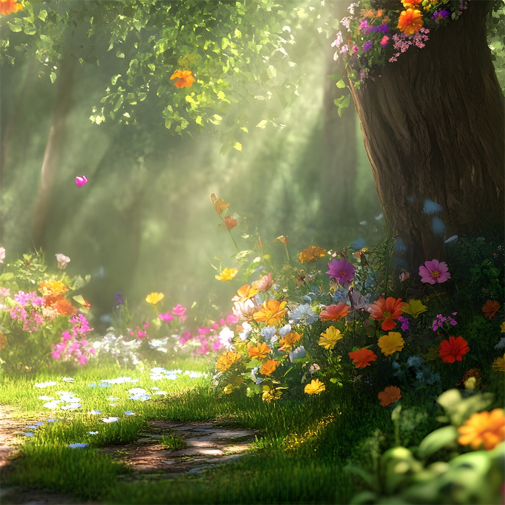 Toile de Fond Forêt Photographie Prairie Fleurie Rêveuse CJJ2-68