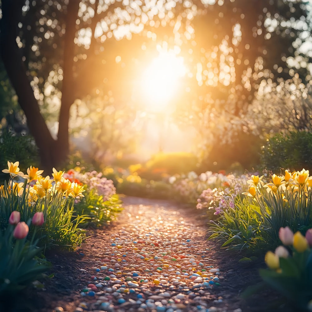 Toile de Fond Jonquille Sentier de Jardin Fleurie CJJ2-7