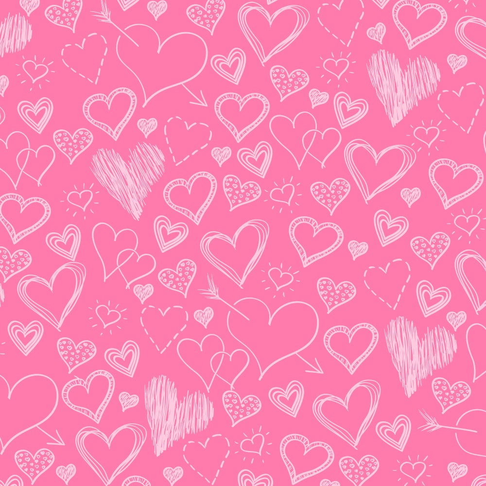 Toile de fond Fille Rose Cœurs Roses Dessinés à la Main CJJ2-70