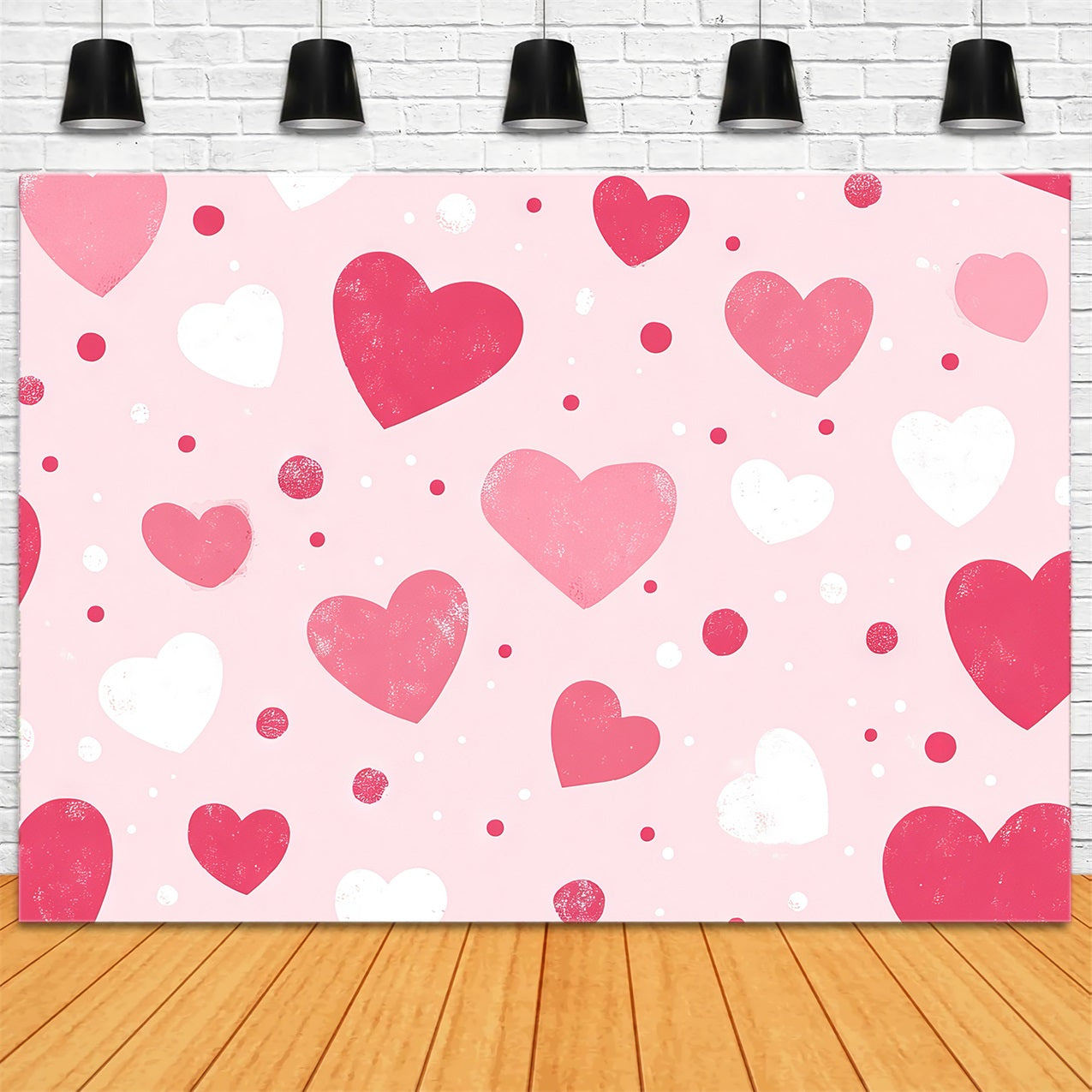 Toile de fond Fille Rose Cœurs à Pois CJJ2-73