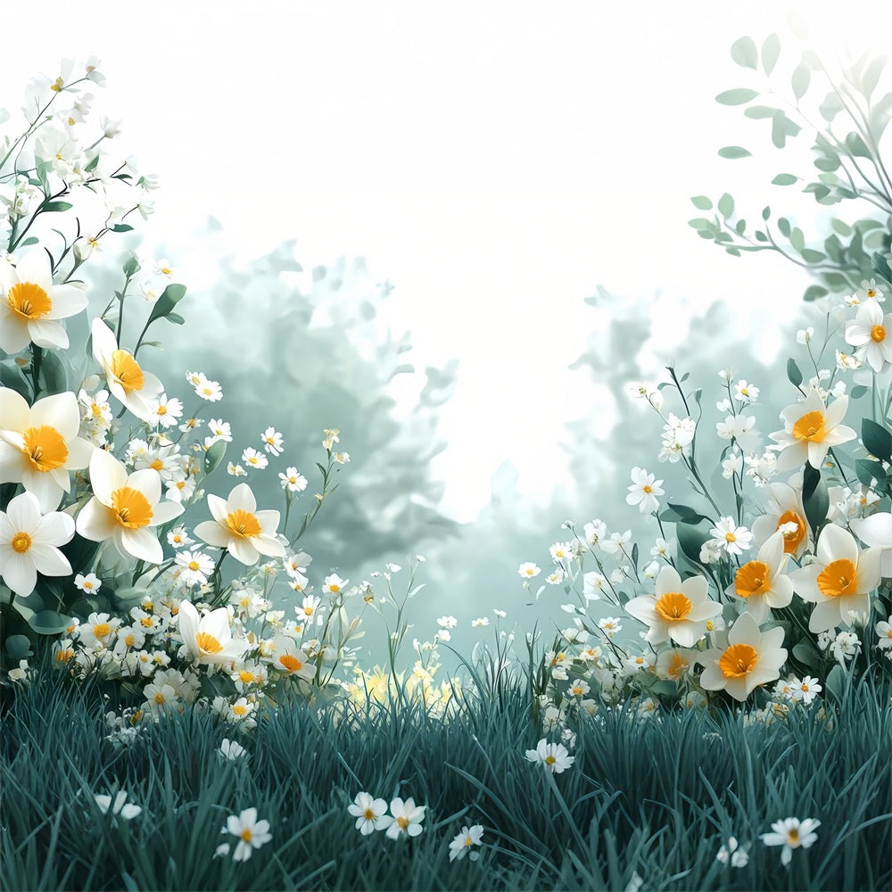 Toile de Fond Jonquille Épanouissement Blanc Serin Fleur CJJ2-8