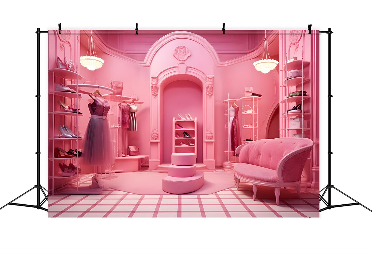 Toile de fond Poupée Mode Boutique Mode Européenne Rose CJJ2-82