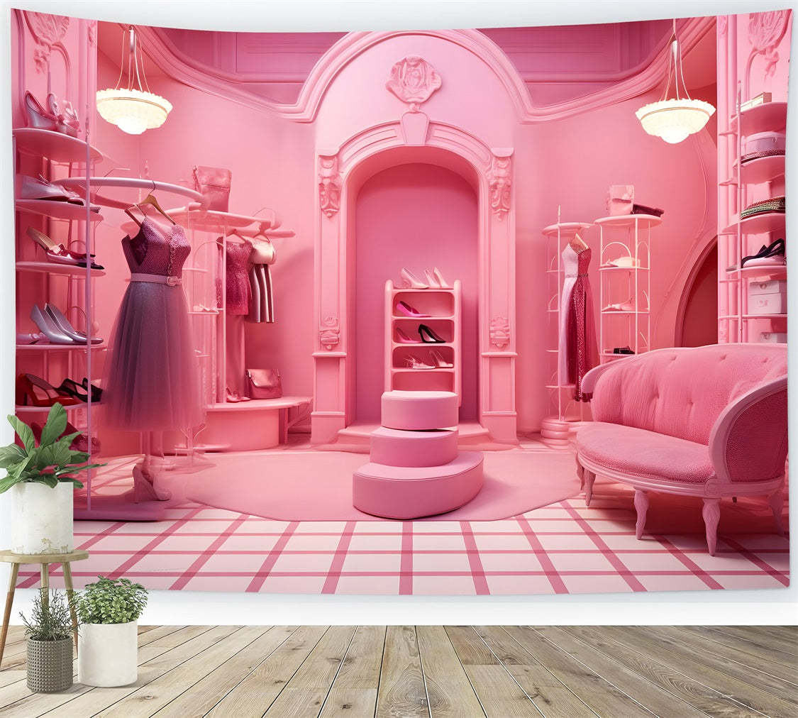 Toile de fond Poupée Mode Boutique Mode Européenne Rose CJJ2-82