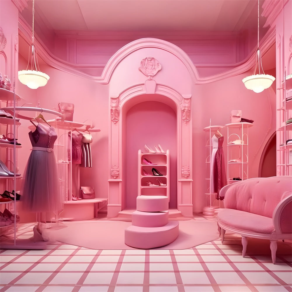 Toile de fond Poupée Mode Boutique Mode Européenne Rose CJJ2-82
