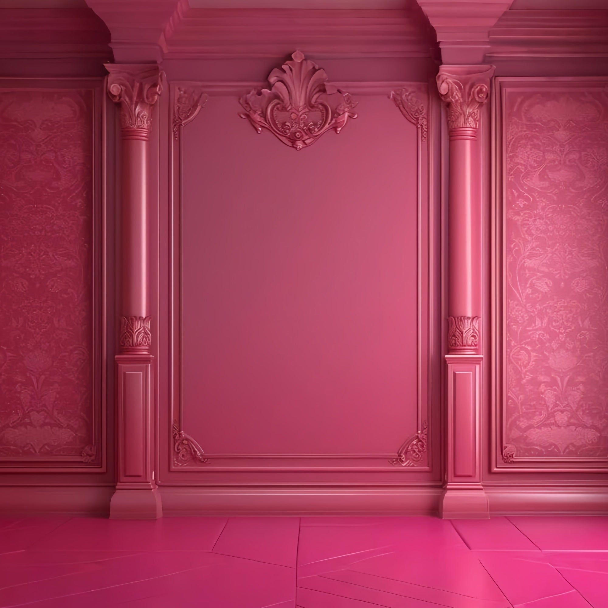 Toile de fond Poupée Mode Mur Baroque Rose CJJ2-89