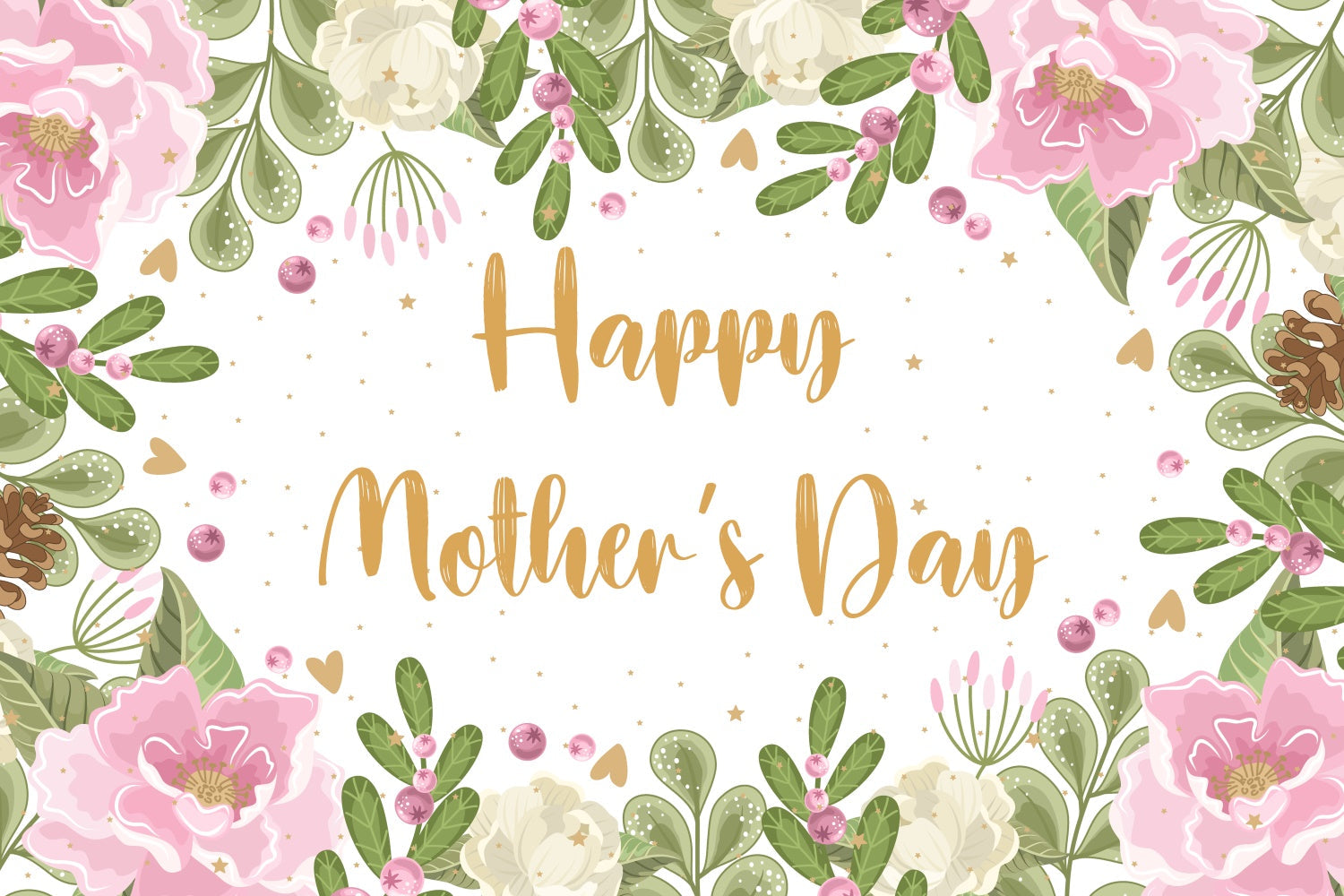 Toile de fond Fête des Mères Personnalisable Gracieuses Fleurs Verdure CJJ3-102