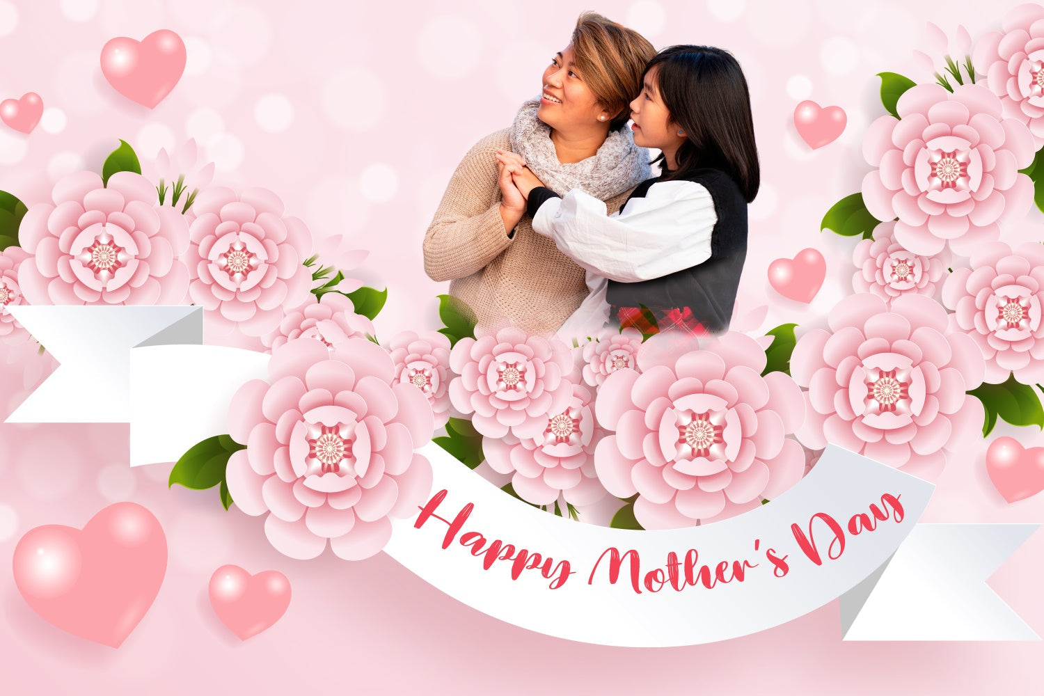 Toile de fond Fête des Mères Personnalisable Douce Fleur Bokeh CJJ3-104