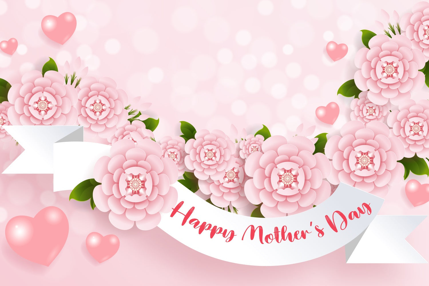 Toile de fond Fête des Mères Personnalisable Douce Fleur Bokeh CJJ3-104