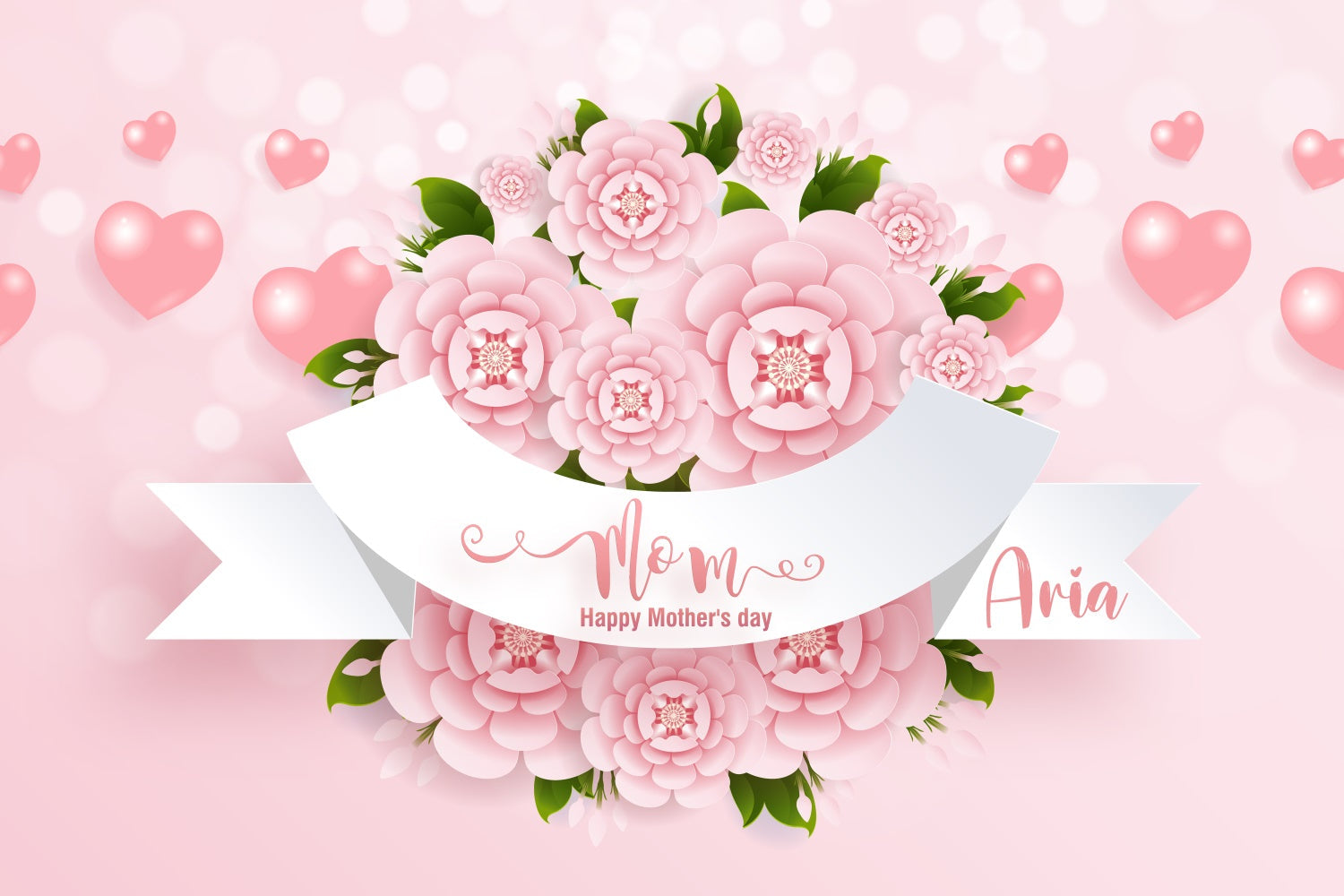 Toile de fond Fête des Mères Personnalisable Élégantes Roses Fleuries CJJ3-106