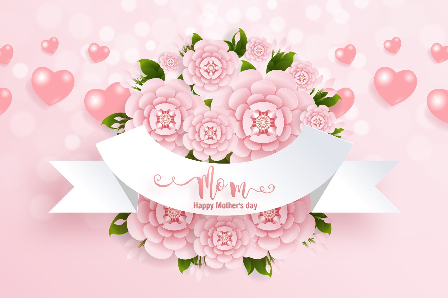 Toile de fond Fête des Mères Personnalisable Élégantes Roses Fleuries CJJ3-106