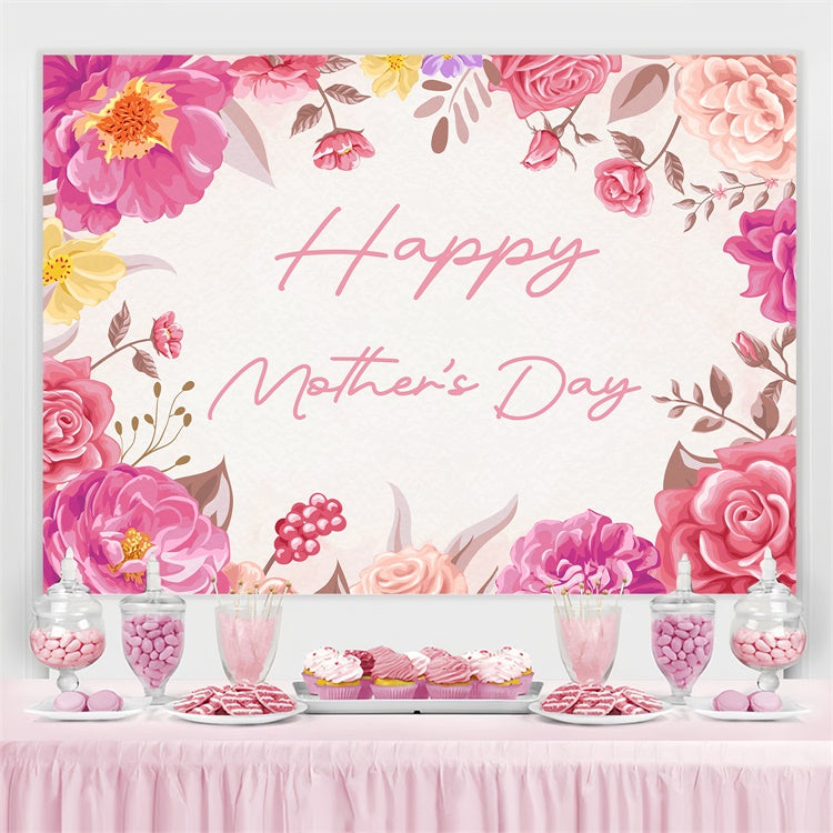 Toile de fond Fête des Mères Personnalisable Charmante Aquarelle Florale CJJ3-116