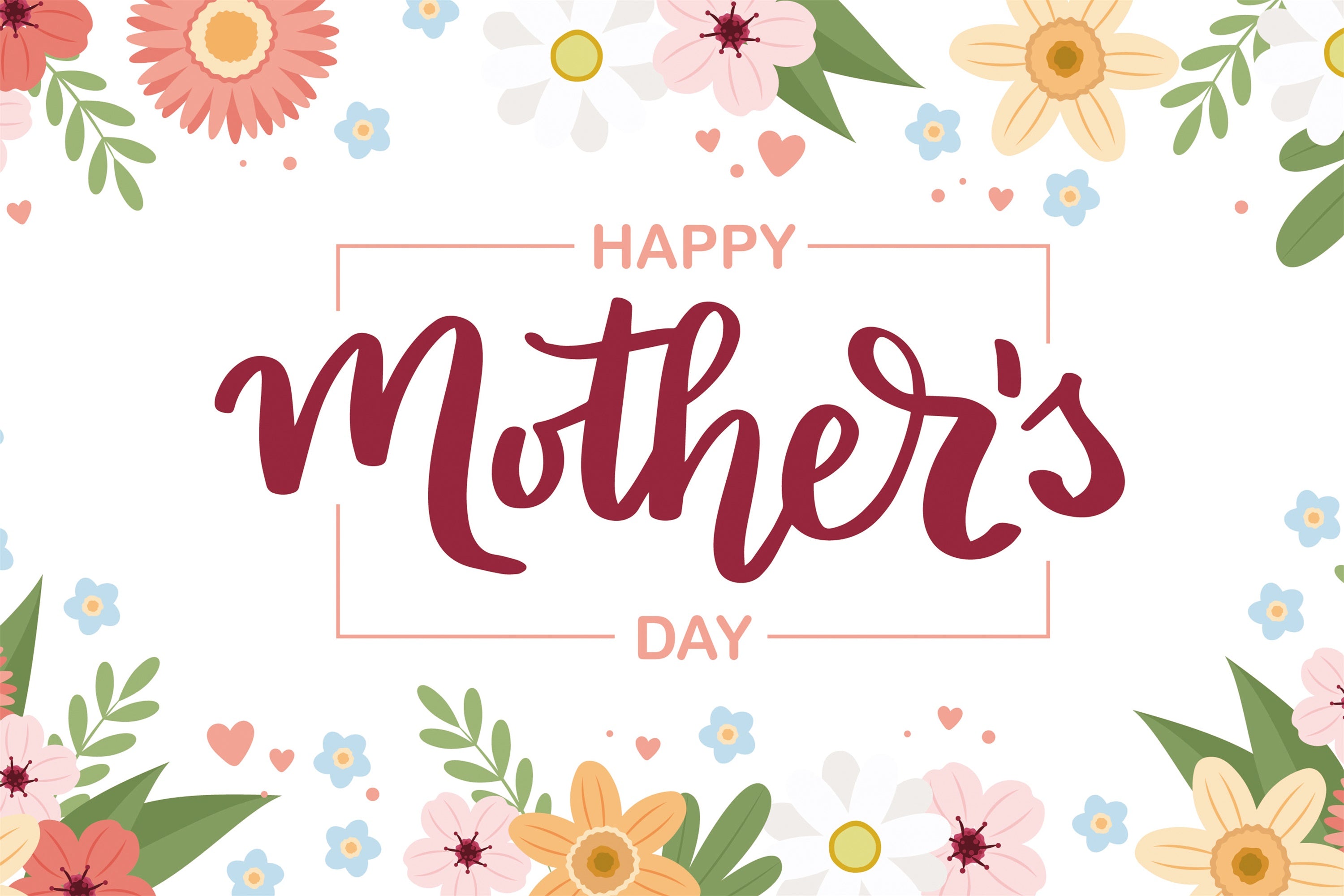 Toile de fond Fête des Mères Personnalisable Élégant Cadre Floral CJJ3-121