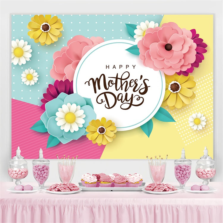 Toile de fond Fête des Mères Personnalisable Fleur en Papier Colorée CJJ3-132