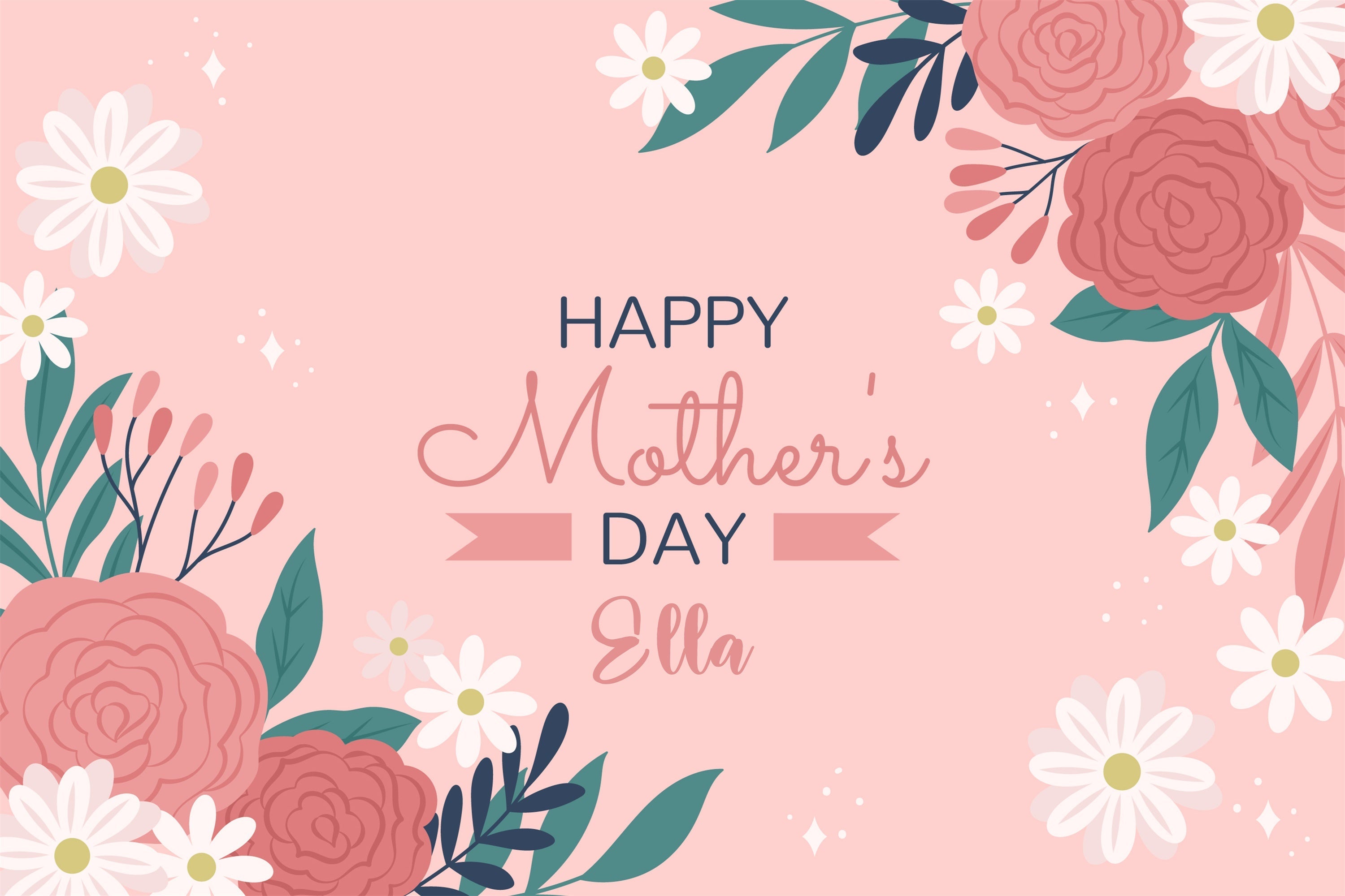 Toile de fond Fête des Mères Personnalisable Gracieuse Fleur Rose CJJ3-135