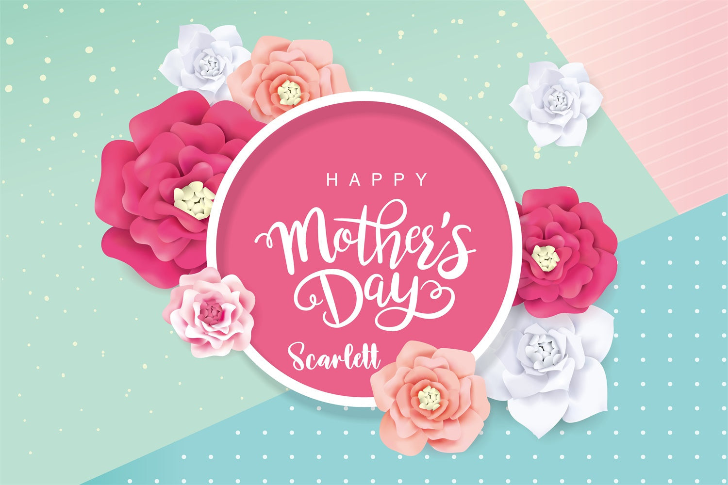 Toile de fond Fête des Mères Personnalisable Délicate Fleur en Papier CJJ3-136