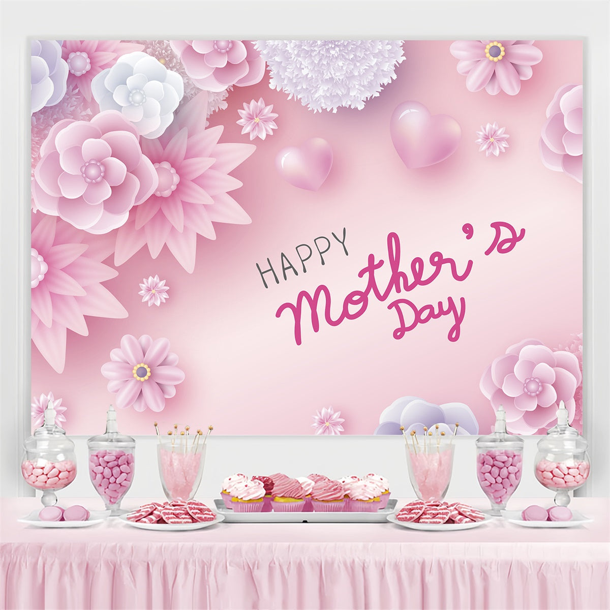 Toile de fond Fête des Mères Personnalisable Floral Pastel Rêveur CJJ3-144