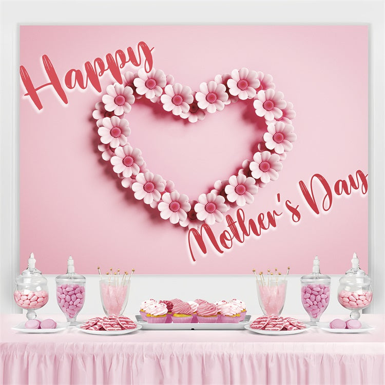 Toile de fond Fête des Mères Personnalisable Guirlande Cœur Fleuri Rose CJJ3-159