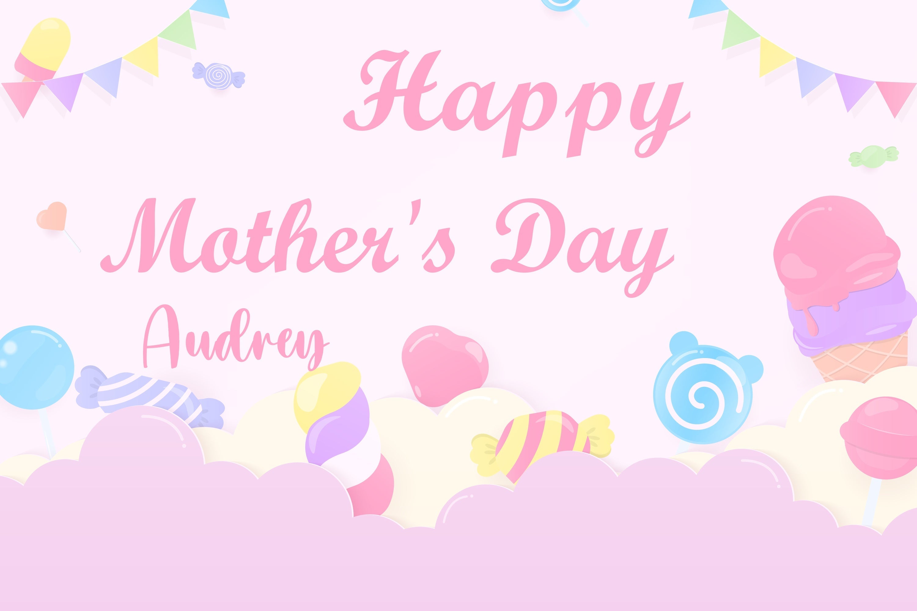 Toile de fond Fête des Mères Personnalisable Fantaisie Sucrée Pastel CJJ3-169