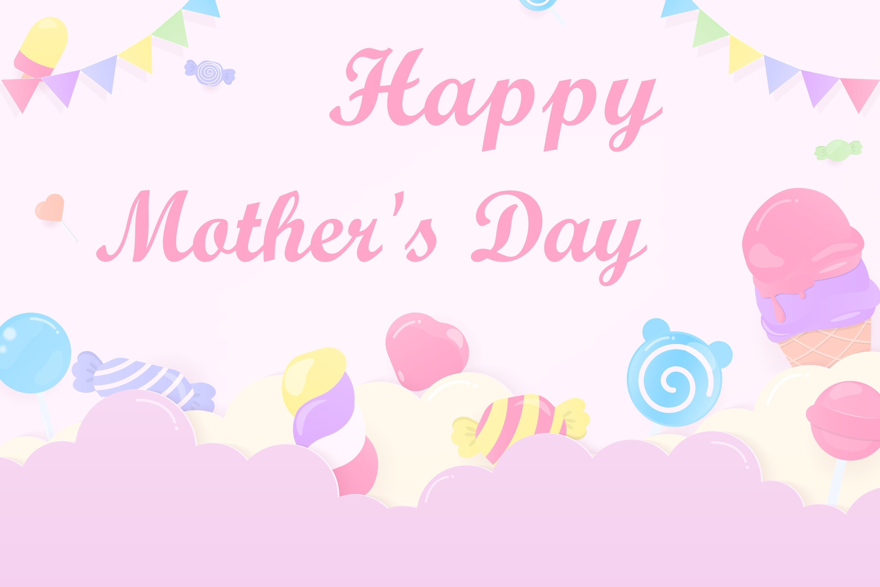 Toile de fond Fête des Mères Personnalisable Fantaisie Sucrée Pastel CJJ3-169