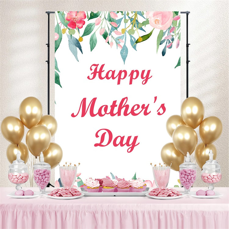 Toile de fond Fête des Mères Personnalisable Délicate Aquarelle Fleurie CJJ3-172